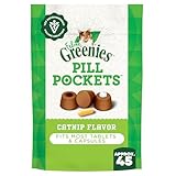 Greenies Feline Pill Pockets for Cats Natural Soft Cat Treats, Catnip Flavor, 1.6 oz. Pouch (45 Treats)