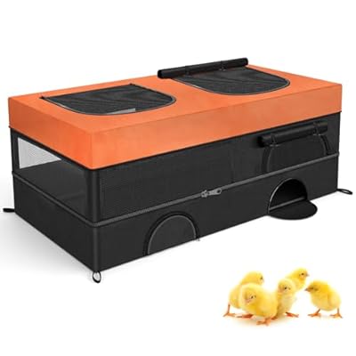 64" Large Chicken Brooder, Brooder Box for Chicks with Zipper Doors, Removable Waterproof Roof & Bottom for Easy Cleaning, Chick Starter Kit Cage, Small Animal Playpen for Duck Kitten Puppy Rabbit