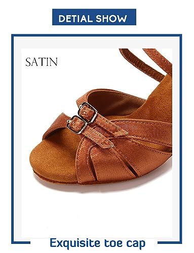 Rosefinch Women Latin Dance Shoes Width Adjustable Salsa Modern Pole Dance Shoes Tango Latin Shoes for Girls Ladies 2/2.75 Inch High Heel2