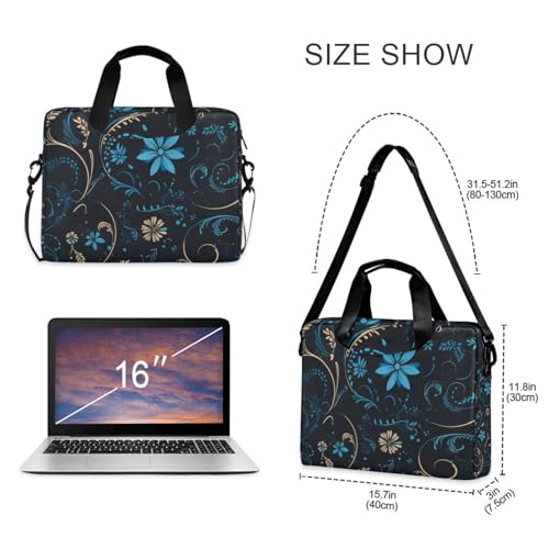 Maletín para portátil 15.6" con patrón floral turquesa miniatura 5