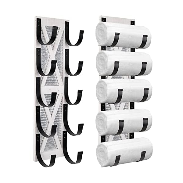 Autumn Alley Farmhouse Towel Holder, Rustic Wine Rack, Rolled Towel Rack, and Wine Holder for Farmhouse Bathroom Accessories Décor, Wall Mounted Towel Rack, Rustic White