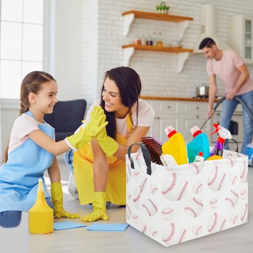Image of FXOLCSHE Easter baseball basket,Kids Storage Basket,Boys baseball hamper,Waterproof foldable laundry basket,baby Room Decor(Baseballs)
