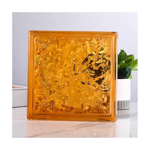 ガラスれんが 正方形中空ガラスブロック 屋内用 透明度 着色ブロック 寝室 ホテル 壁仕切り用(Orange)