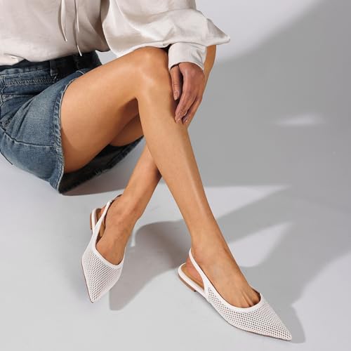 Image of Slingback Flats for Women Stylish Pointed Toe Design with Comfortable Mesh Material for Breathable Party Dress Elegant Shoes