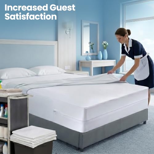 Image of Bulk 10-Pack Hotel King Size Mattress Encasement 100% Waterproof | Commercial Zippered Mattress Protector, 6-Sided, 13 inch Deep, Designed for Resorts and Motels, Bed Bug & Dust Mite Resistant
