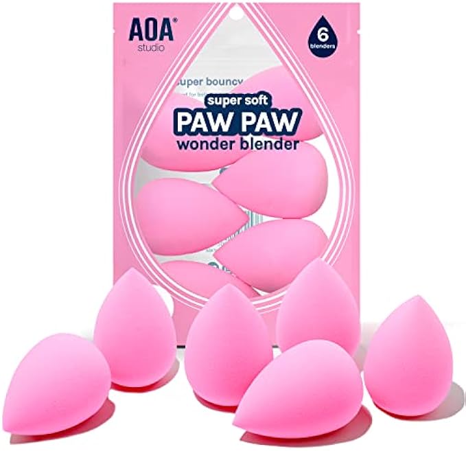 AOA Studio Collection Makeup Sponge Set Makeup Blender Latex Free and High-definition Set of 6 Makeup Blender For Powder Cream and Liquid, Super Soft Wonder Blender Beauty Cosmetic