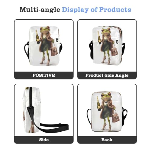 Crossbody Bag Funny Frog Wearing High Heels Messenger Bag for Women Men Purse Shoulder Bag Satchel Bag with Adjustable Strap 214B89324