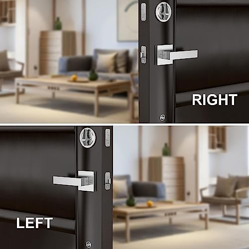 Image of Brightify Satin Nickel Front Door Lock Set, Satin Nickel Door Handle with Door Lever, Front Door Handle Set, Adjustable Deadbolt Lock Set with Single Cylinder, Reversible for Right&Left