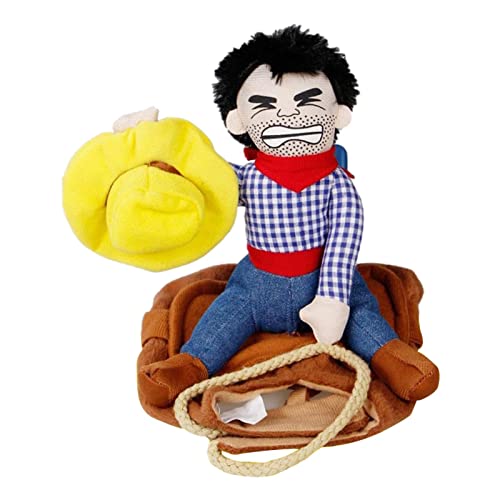 Generic Hunde-Cowboy-Outfit, Polyesterfaser, Reiter-Kostüm mit Schlaufen-Verschlüssen, Cowboy-Reiter-Stil für Hunde, Welpen, Medium, Unisex, Schwarz, M