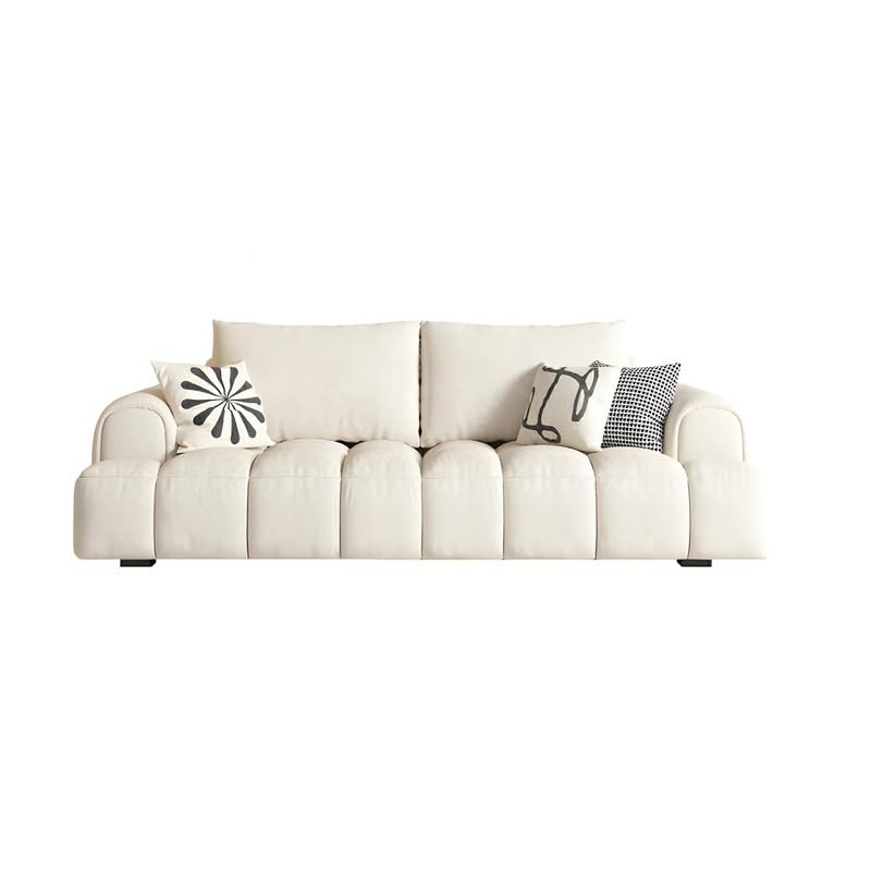 Comfynest Recessed Arm Modern Sofa in with Stain and Scratch Resistant-180.34 x 96.52 x 88.9 cm Off-White