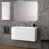 muebles baños modernos pequeños ✅ Conjunto Mueble de Baño Suspendido de 3 Cajones más Lavabo Cerámico. Este Mueble de Baño Cuenta 3 Cajones en Total, 2 Cajones Superiores (Uno de ellos, el Más Grande con Organizador y Salvasifón y Otro Más Pequeño Al Lado) y Otro Cajón Inferior de Máxima Capacidad de Almacenamiento. Esto Cajones cuentan con las Mejores Guías del Mercado Grass, Tope de Gama, Aportando un Deslizamiento Suave y Cierre Amortiguado, Además de una Extracción Total del Cajón, Favoreciendo su Uso.