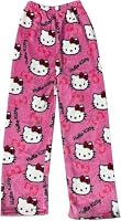 Pyjama Hose Kitty Schlafanzug Damen Pyjamas Hosen Lang Flanell Pyjama Hose Damen Schlafhose Weich Kawaii Pyjamas Anime Bequeme Schlafanzughose Frauen Anime Cartoon Casual Herbst-Winter (pink, S)