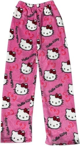 Pantalon de pyjama Kitty pour femme - Long en flanelle - Doux - Kawaii - Anime - Confortable - Rose...