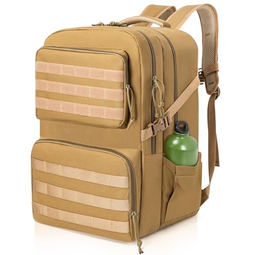 OUUTMEE Mochila táctica de 45 l, tejido de nailon 900D, mochila de caza, mochila de supervivencia al aire libre, mochila para hombre, para senderismo, trekking, camping (caqui)