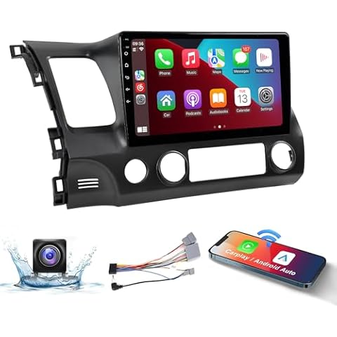 Naifay Car Radio for Honda Civic 2006 2007 2008 2009 2010 2011 with WiFi GPS Navigation 2G+32G 10.1inch Touchscreen Car Radio Wireless Carplay Android Auto Bluetooth MirrorLink Backup Camera SWC Cover