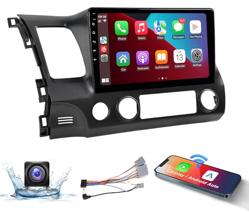 Naifay Car Radio for Honda Civic 2006 2007 2008 2009 2010 2011 with WiFi GPS Navigation 2G+32G 10.1inch Touchscreen Car Radio Wireless Carplay Android Auto Bluetooth MirrorLink Backup Camera SWC