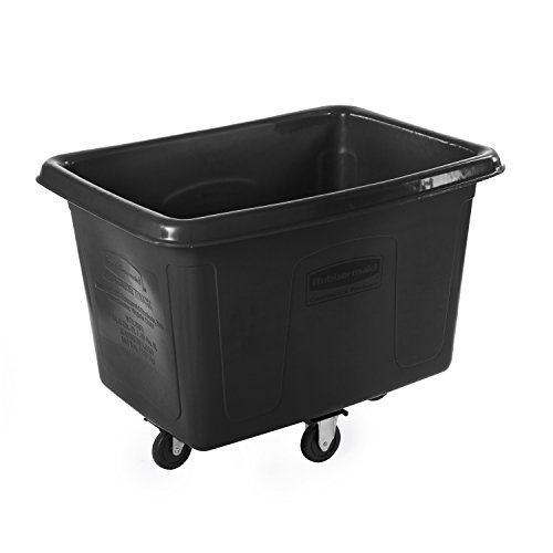 Image of Rubbermaid Commercial Products Bulk Cube Truck with Wheels 14 Cu. Ft. Black Transport up to 500 lb. of Waste /Laundry /Linen /Supply /Packaging Material for Hospital /Hotel /School