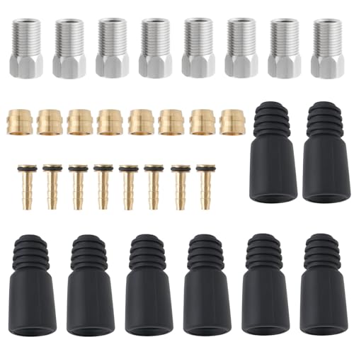 Briny River 8 Set Bicycle Bike Hydraulic Disc Brake Hose Olive Brake Hose Insert Barb Screws Repair Kit Olive Connector Compatible with TEKTRO
