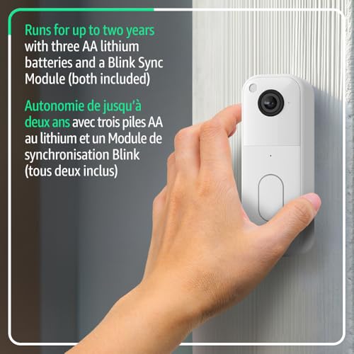 Blink Video Doorbell – Head-to-toe HD view, two-year battery life, simple setup. Sync Module Core included – System (White)
