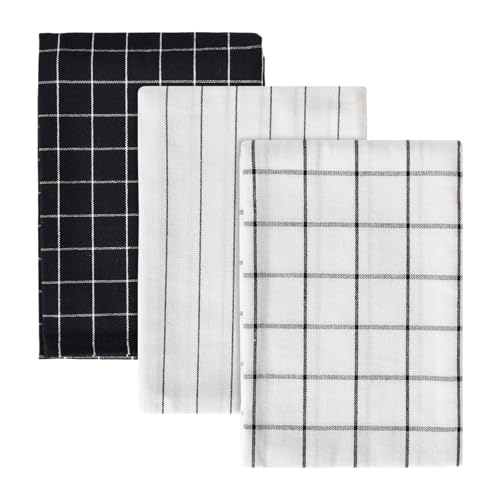 Lot de 3 Torchons de Cuisine 100% Coton,40x60CM Torchons à Vaisselle,Absorbants et Durables...