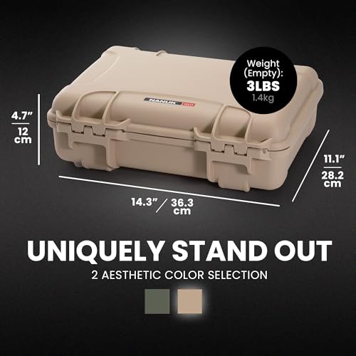 Image of NANUK 910 Hard Case with Customizable Cubed Foam, IP67 Waterproof & Crushproof, Rugged Construction for Ultimate Protection, Made in North America - Tan (14.3 inch x 11.1 inch x 4.7 inch)