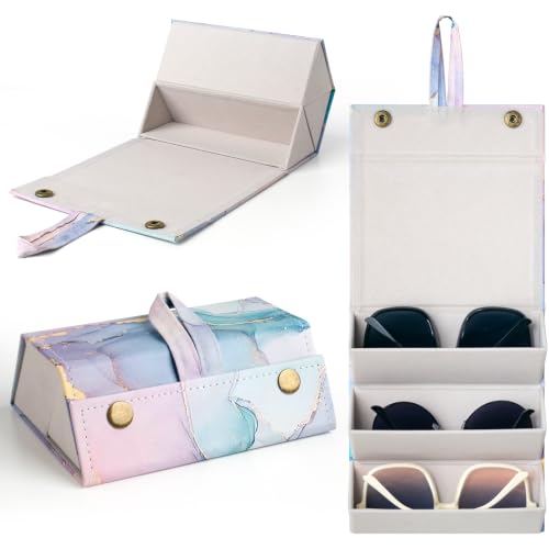 Image of Sunglasses Travel Case,Foldable Eyeglasses Case, Portable Multiple Glasses Case for Women Men Girls