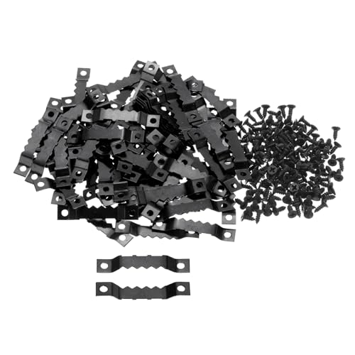 Image of uxcell 80pcs Saw Tooth Picture Hangers with 160pcs Screws, Picture Frames Picture Hangers with Screws for Hanging Clock Paintings Artwork Picture Frame Hook Photos (Black)