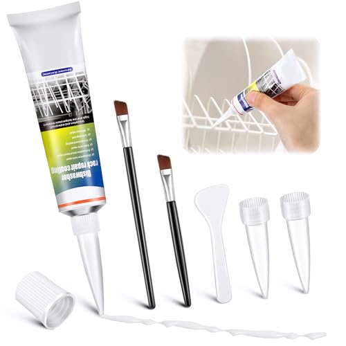 Avenuebool 1.7oz Dishwasher Rack Repair Coating, White Dishwasher Vinyl Rack Rust Touch Up Paint Kit, Insulation and waterproof, high and low temperature resistant