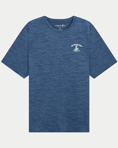 CARIBBEAN JOE Men's Rash Guard, Those Who Bait Long Sleeve Sun Protection Swim Shirt, Beach and Fishing T-Shirt Top, Navy Spacedye2