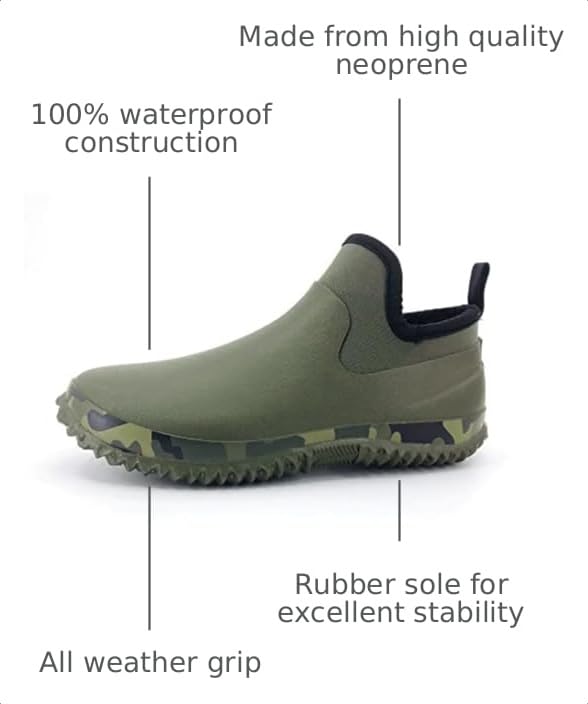 Image of SYLPHID Men's Garden Shoes Women's Rain Shoe Waterproof Neoprene Camp Booties for Camping, Lawn Care, Gardening and Yard Work