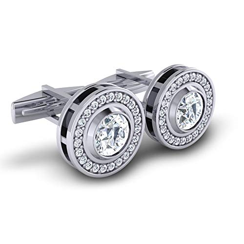 Azeera Bhamin Cufflinks 14K White Gold With Diamond Gems #TOP1