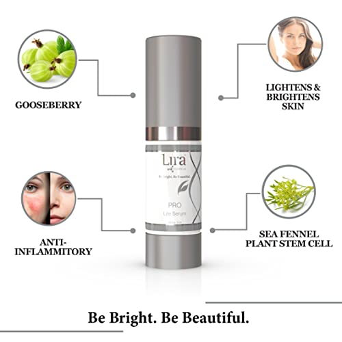 Lira Clinical PRO Lite Serum – Discoloration Correcting Face Serum for Women – Dark Spot Remover with Vitamin C & Hyaluronic Acid – Pore Tightening & Hydrating Skincare – Professional Facial Care