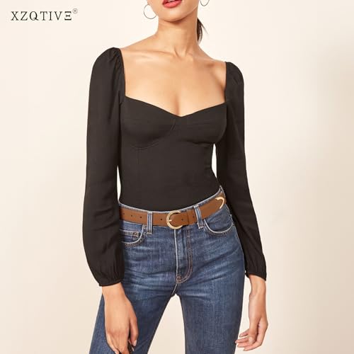 XZQTIVE Women’s Leather Belts for Jeans Pants Dresses Fashion Ladies Black Belt with Gold Buckle3