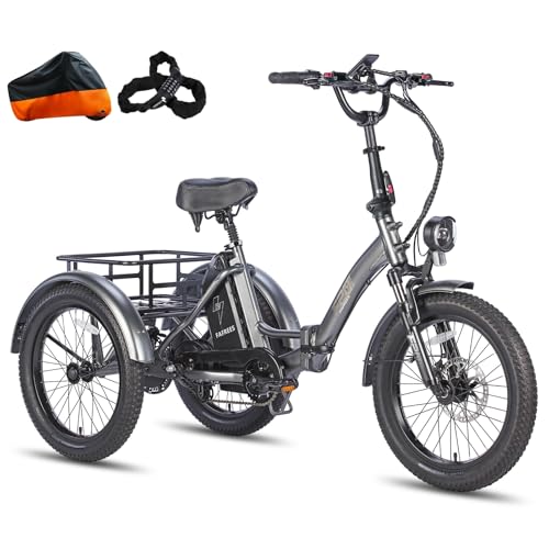 Fafrees F20 Mate e-Bike Dreirad klapprad 20 * 3.0 Zoll, Elektro Dreirad Lasten 48V 18.2Ah Akku, e Bike 3 Rad für Erwachsene 65N.m, Reichweite bis zu 55-110Km, Belastung 180KG