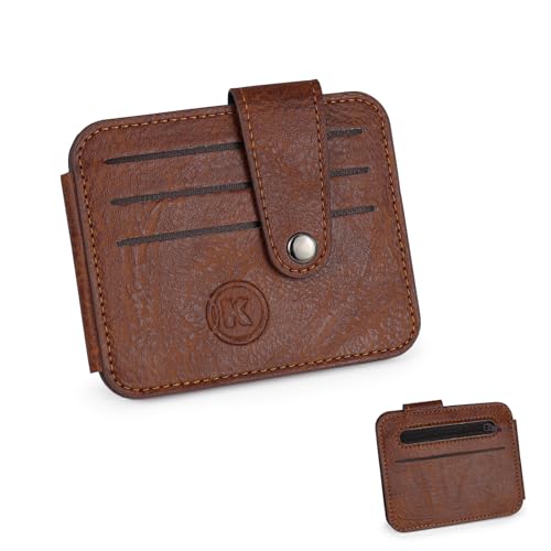 Silm Wallets, Mens Womens Portable Mini Credit Card Wallet Leather Compact Card Holder Wallet for Daily Trip (B)