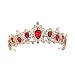 SNOWH Wedding Tiaras for Bride - Gorgeous Crown Rhinestone Princess Tiara Headband Bridal Hair Jewelry for Women and Girls Red