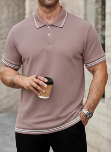 Image of Mack Jonney Men's Premium Jacquard Polo T-Shirt | Short Sleeve Soft Knit Fabric | Stylish Casual & Smart Wear Polo-M6907