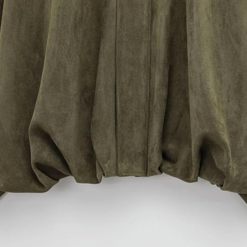 Women's Suede Jackets Oversized Short Bomber Jacket Soft Faux Suede Fleece Lined Streetwear Short Leather Jacket3