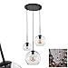 Produktbild Hängeleuchte Koyoto, Hängelampe aus Metall/Glas in Schwarz/Goldfarben/Klar, Retro Design mit Schirmen aus Glas (Ø15 cm; 20 cm; 25 cm), Höhe max. 146,5 cm, 3-flammig, 3 x E27, ohne Leuchtmittel