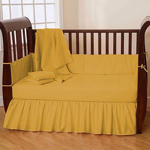 Rainbowlinens Natural Cotton Gold Crib Bed Skirt Dust Ruffle, Nursery Crib Toddler Bedding Skirts for Baby Boys or Girls, 14