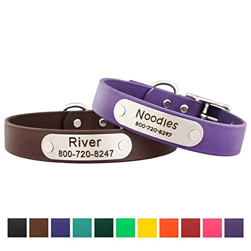 Dogids Personalized Waterproof Soft Grip Dog Collar - Adjustable, Odor Resistant, Rivet On Nameplate - Blue, 5/8 In X 12 In (Fits Neck Sizes 11-13 In) #TOP5