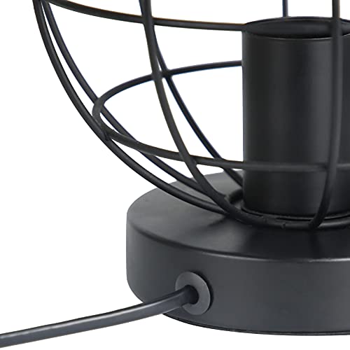 ZMH Vintage Retro Black Metal Table Lamp - Round Cage Umbrella, E27 Socket, Max 40W, Touch Control, Indoor Use - Image 4