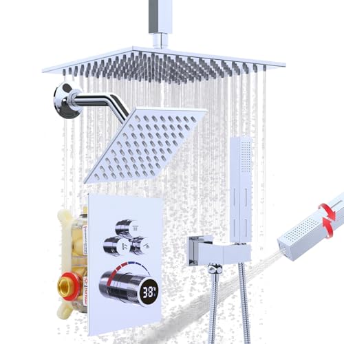 Ensemble de douche 2 fonctions avec double pluie 25,4 cm et 15,2 cm et écran LED