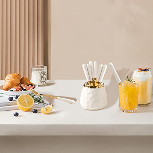 Fvstar FS0131 Coffee Spoons And Forks Set,Dessert Forks And Spoons,White Ceramic Jar thumb #2