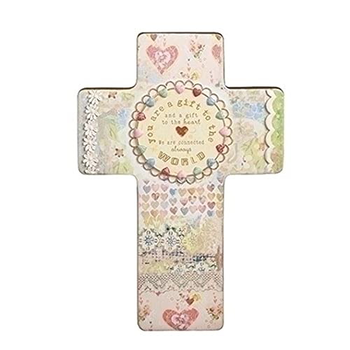 Roman 12554 Wall Cross by Kelly Rae Roberts, 7.75-inch Height, Resin and Stone Mix