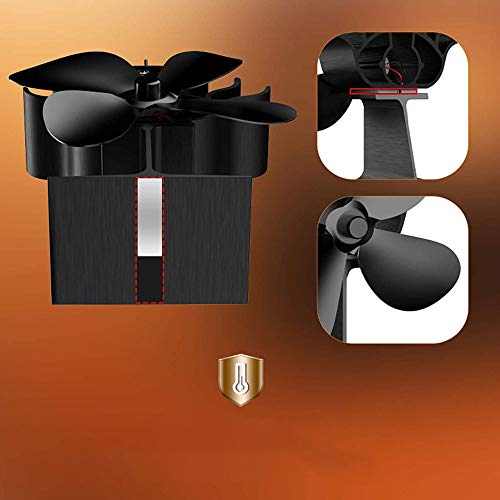 KOBSAINF Heat Powered Stove Fan Wood Burner Fan 4 Blades Heat Powered Fireplace Fan for Gas/Pellet/Wood Log Burner Fireplace