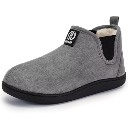 GURGER Zapatillas de Estar por Casa Mujer Hombre Forro de Cálido Botas de Casa Invierno Botas Chelsea Interior Exterior Espuma Viscoelástica Altas Pantuflas de Casa Botines Gris 46 47