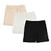 Liang Rou Women's Ultra Thin Stretch Short Leggings Lace Trim Black/ Apricot/ White L Large 3-pack: Lace Trim Black/White/Apricot