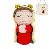 Rückspiegel-Charm – Gehäkeltes Mary-Ornament, Spiegel-Accessoire, Hängedekoration | Ideal für LKW, Limousine, Innentaschen, Rucksäcke, Reisen, Andenken, Schaufenster, spirituelle DEK