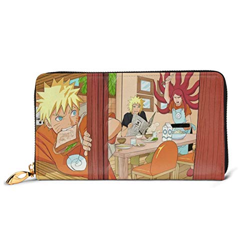 Preisvergleich Produktbild Naruto Geldbörse aus echtem Leder mit Reißverschluss, lange Clutch, Münzfach, Kartenpaket für Damen und Herren